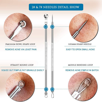 [Upgraded] 8PCS Blackhead Remover, Pimple Tool Kit, Acne Tools, Comedone Extractor, Blemish Whitehead Removal, Professional Curved Tweezers Kits, Premium Stainless Steel Health & Beauty > Personal Care > Cosmetics > Cosmetic Tools > Skin Care Tools Mroobest   