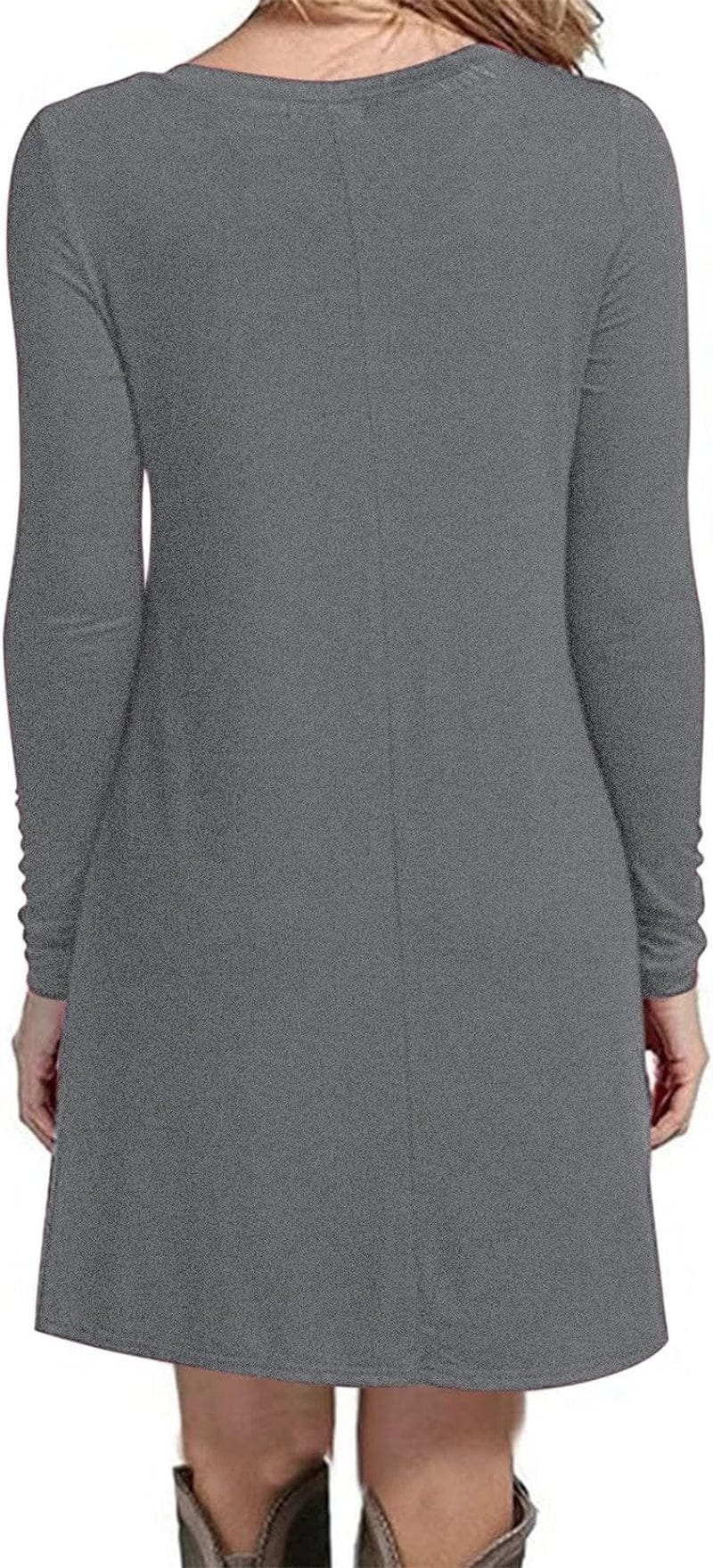 UQRZAU Women'S Dresses Winter Fashion Casual Solid round Neck Pullover Loose Long Sleeve Midi Dress, S-2XL