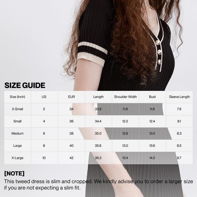 URBAN REVIVO Women'S Short Sleeve Tweed Knitted Sweater Dress Pearl Button Mini Dresses for Spring Summer Fall