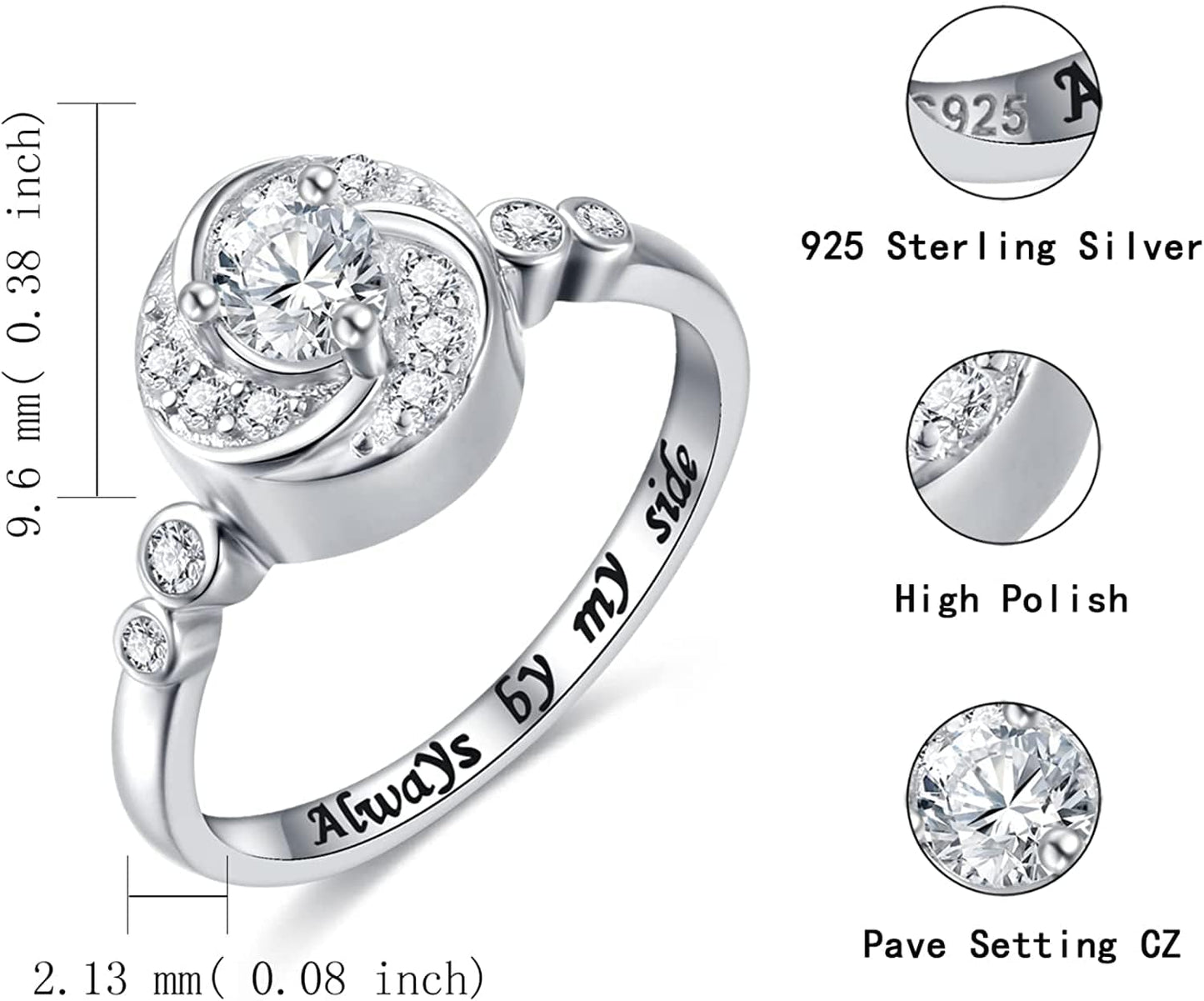 Urn Rings for Cremation Ashes Circle of Life 925 Sterling Silver Always by My Side Keepsake Rings Memorial Jewelry for Women