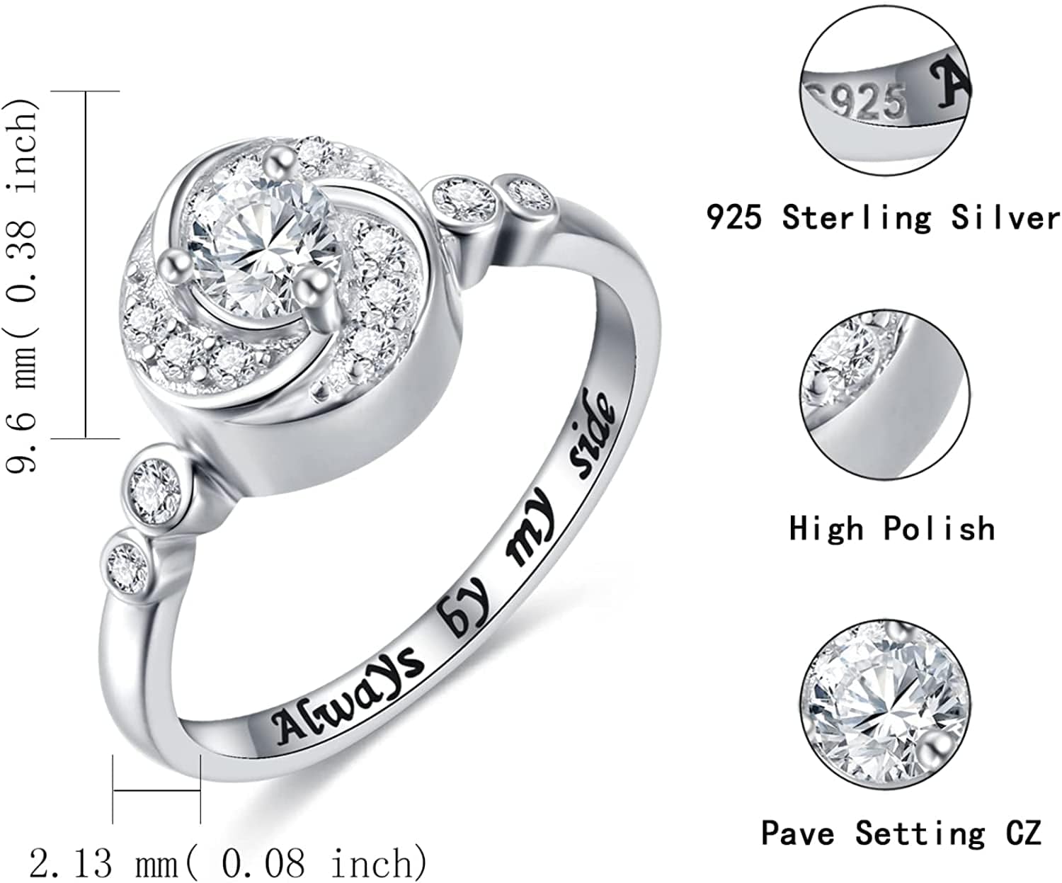 Urn Rings for Cremation Ashes Circle of Life 925 Sterling Silver Always by My Side Keepsake Rings Memorial Jewelry for Women