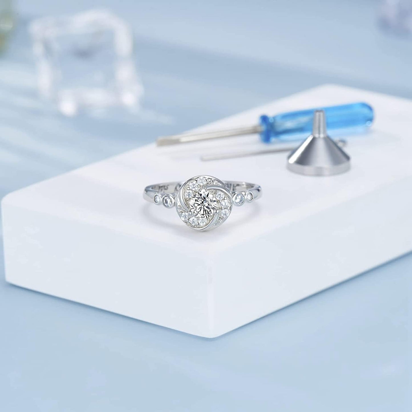 Urn Rings for Cremation Ashes Circle of Life 925 Sterling Silver Always by My Side Keepsake Rings Memorial Jewelry for Women