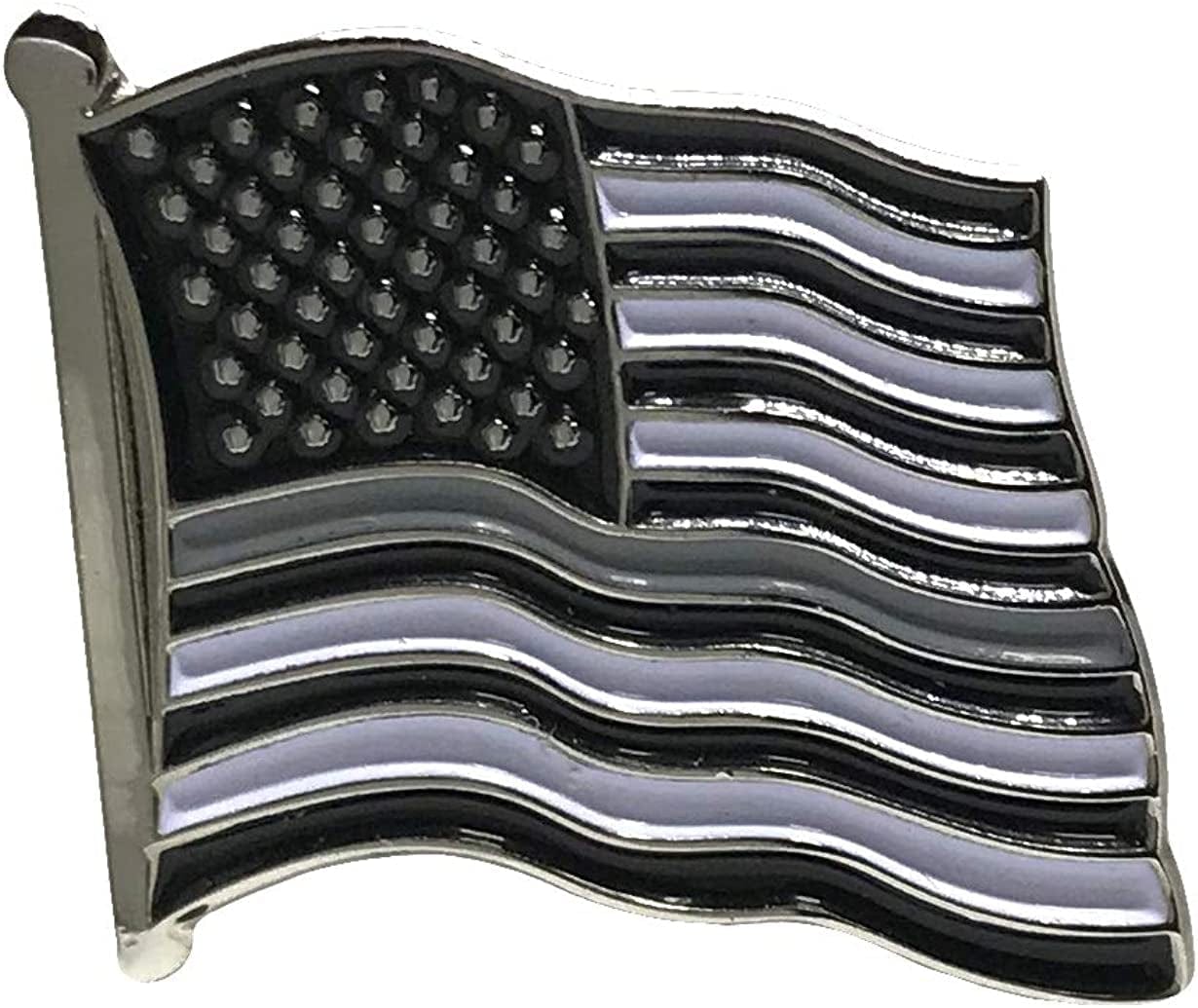 US Flag USA Patriotic American Standard Official Lapel Pin Series (Correctional Officers - Gray / Silver Line)