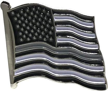 US Flag USA Patriotic American Standard Official Lapel Pin Series (Correctional Officers - Gray / Silver Line)