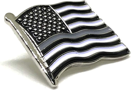 US Flag USA Patriotic American Standard Official Lapel Pin Series (Correctional Officers - Gray / Silver Line)
