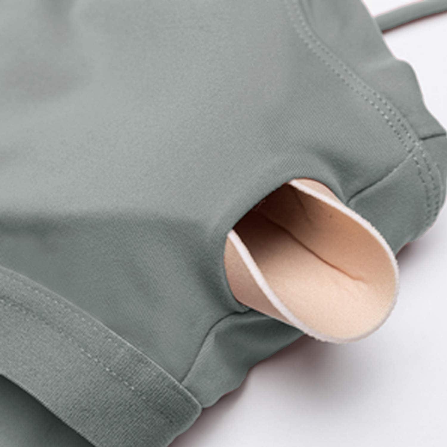 V Neck Padded Yoga Sports Bra Camisole with Shelf Bra for Women Athletic Tank Tops Crop Top Workout Shirts Gray / X-Large