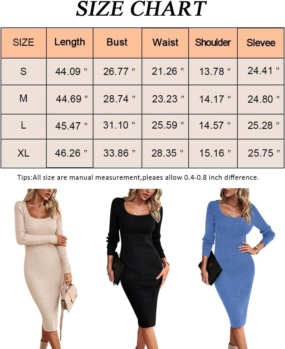 Vaiaye Woman'S Long Sleeve Sweater Dress 2023 Elegant Midi Dress Knit Dresses Side Slit Bodycon Dress for Women