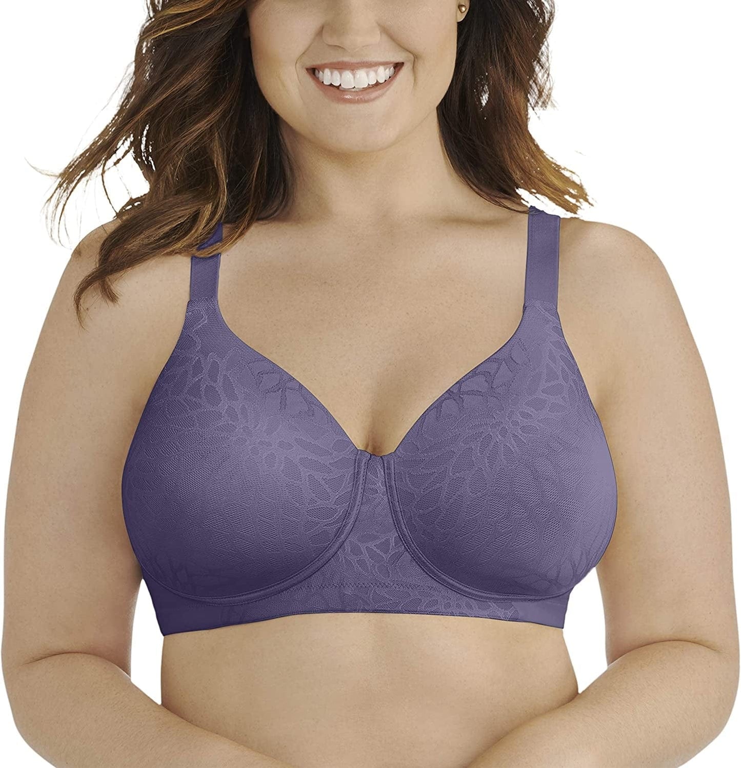 Vanity Fair Women'S Beauty Back Full Figure Wirefree Bra (71380-Fashion Colors) Blue Charcoal Lace / 36C