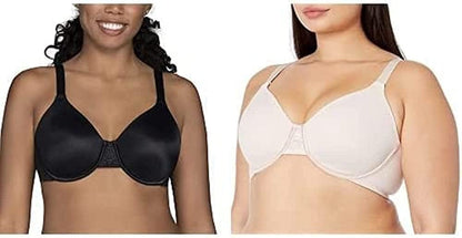 Vanity Fair Women'S Beauty Back Smoothing Minimizer Bra (36C-42H) 2 Pack - Sheer Quartz/Midnight Black / Beauty Back / 36D