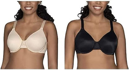 Vanity Fair Women'S Beauty Back Smoothing Minimizer Bra (36C-42H) 2 Pack - Damask Neutral/Midnight Black / Beauty Back / 42H