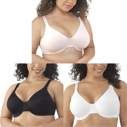 Vanity Fair Women'S Beauty Back Smoothing Minimizer Bra (36C-42H) 3 Pack - Sheer Quartz/Midnight Black/Star White / Beauty Back / 36H
