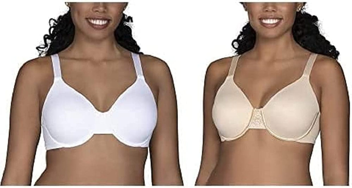 Vanity Fair Women'S Beauty Back Smoothing Minimizer Bra (36C-42H) 2 Pack - Star White/Damask Neutral / Beauty Back / 38DD