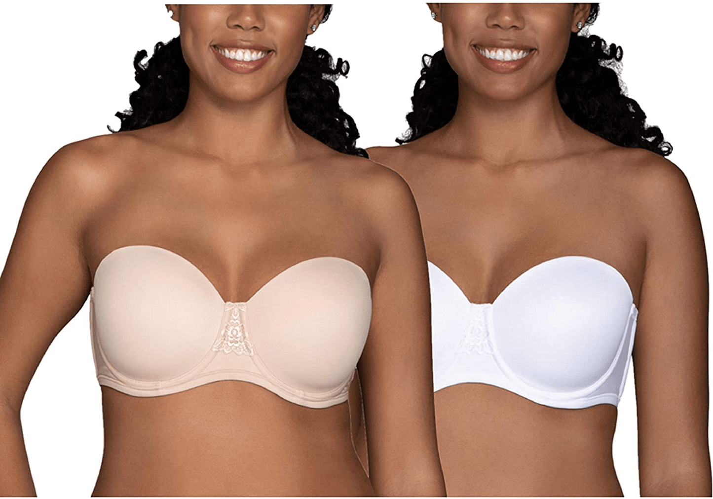 Vanity Fair Women's Beauty Back Smoothing Strapless Bra (34B - 44DD) Beige/White (2 Pack) / 44D