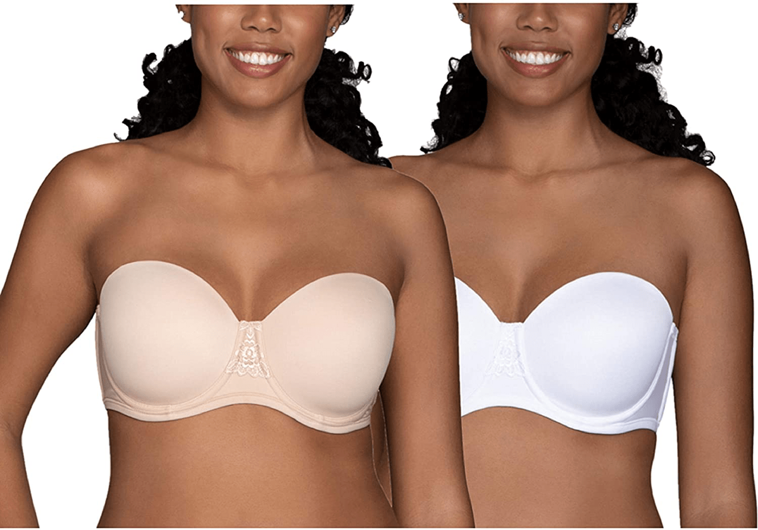 Vanity Fair Women's Beauty Back Smoothing Strapless Bra (34B - 44DD) Beige/White (2 Pack) / 44D