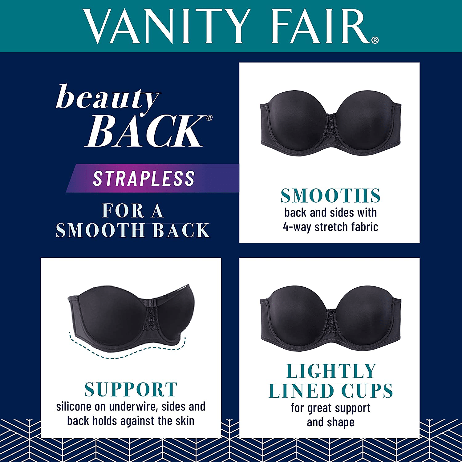 Vanity Fair Women's Beauty Back Smoothing Strapless Bra (34B - 44DD)