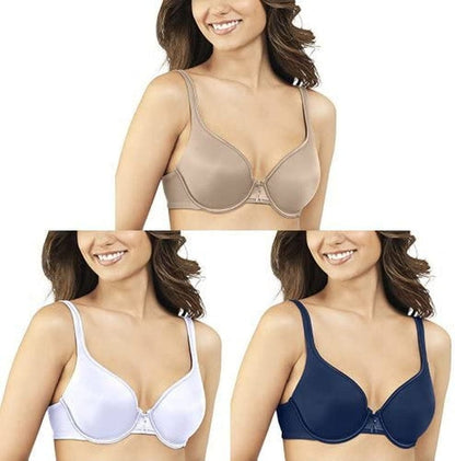 Vanity Fair Women'S Body Caress Full Coverage Underwire Bra 75335 Damask Neutral/Star White/Times Square Navy / 3 / 34D