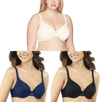 Vanity Fair Women'S Body Caress Full Coverage Underwire Bra 75335 Ivory/Times Square Navy/Midnight Black / 3 / 34B