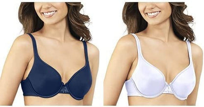Vanity Fair Women'S Body Caress Full Coverage Underwire Bra 75335 Times Square Navy/Star White / 2 / 34DD