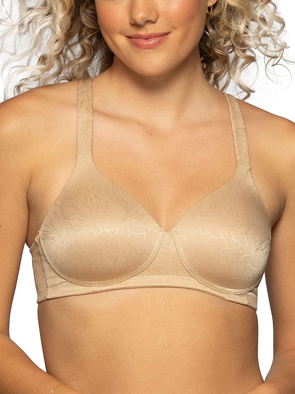 Vanity Fair Women'S Body Shine Full Coverage T-Shirt Bra Wirefree - Beige Jacquard / Wirefree / 42C