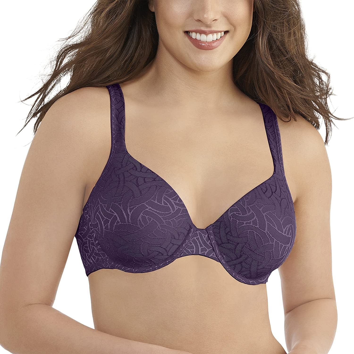 Vanity Fair Women'S Body Shine Full Coverage Underwire Bra 75298 Deep Mulberry Jacquard / 36D