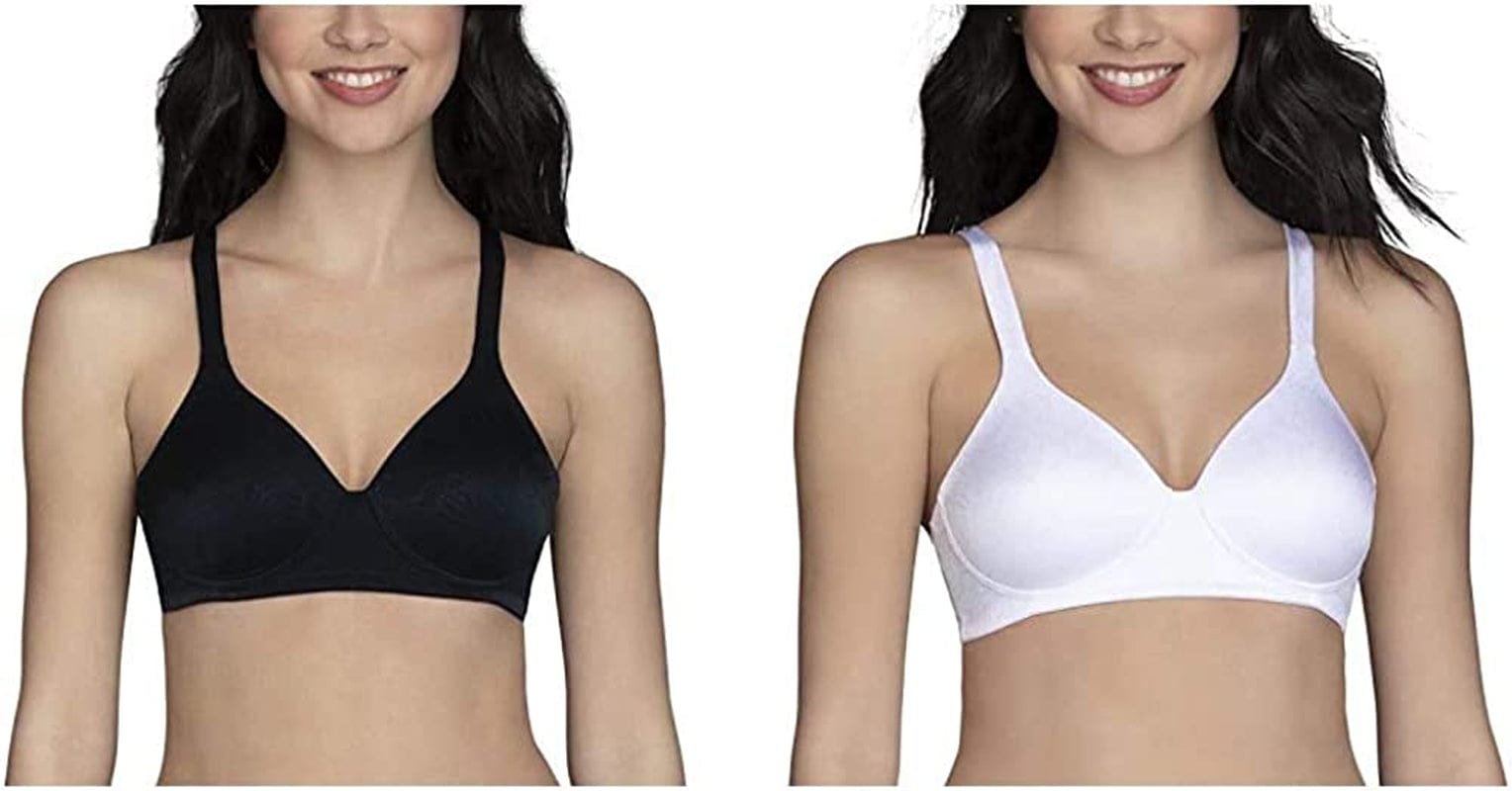 Vanity Fair Women'S Full Coverage Wirefree Bra 72298 Wirefree - 2 Pack - Black Jacquard/White Jacquard / 36D