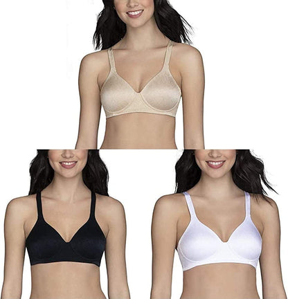 Vanity Fair Women'S Full Coverage Wirefree Bra 72298 Wirefree - 3 Pack - Beige Jacquard/Black Jacquard/White Jacquard / 36D