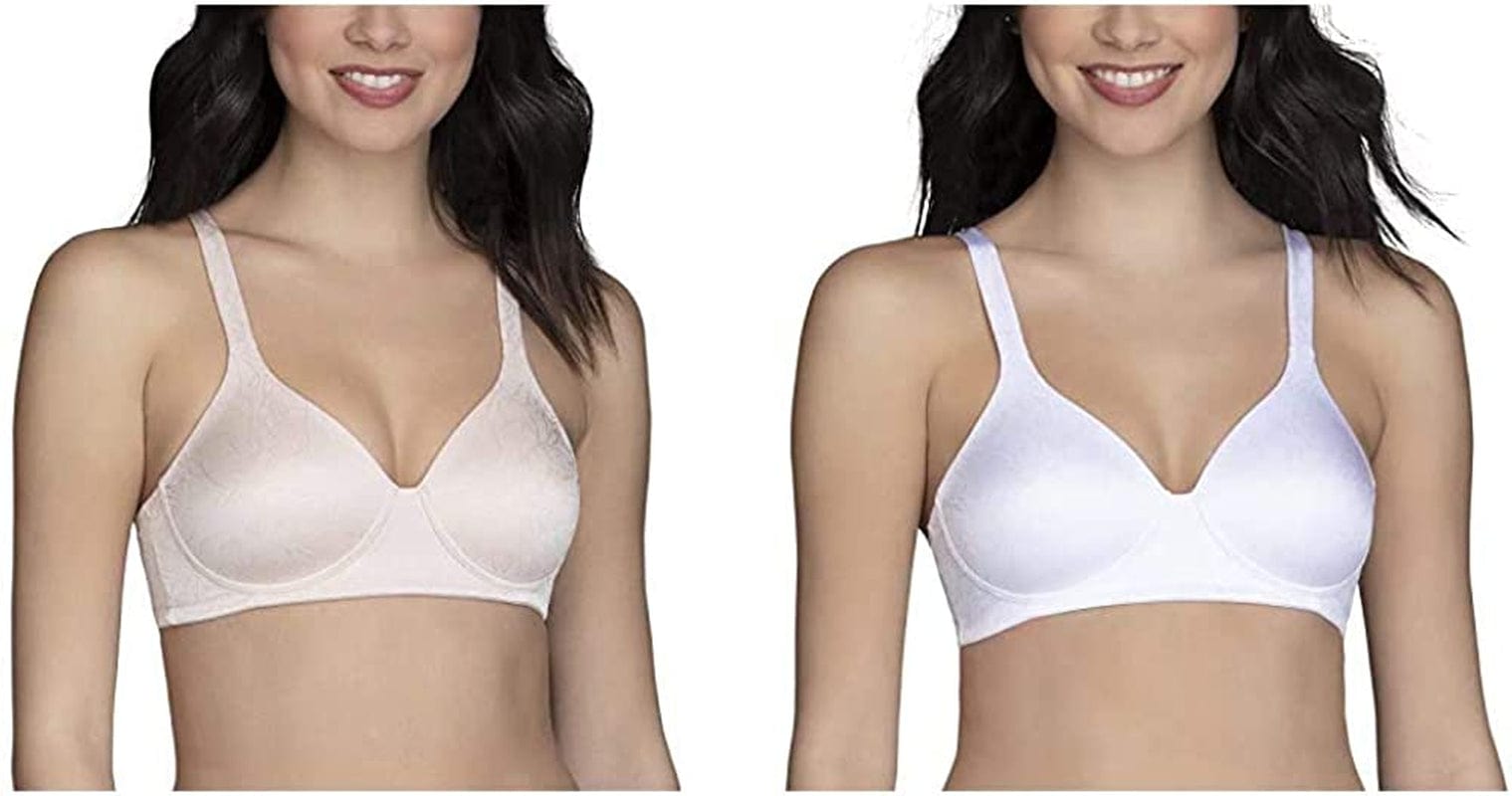 Vanity Fair Women'S Full Coverage Wirefree Bra 72298 Wirefree - 2 Pack - Quartz Jacquard/White Jacquard / 36D