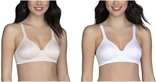 Vanity Fair Women'S Full Coverage Wirefree Bra 72298 Wirefree - 2 Pack - Quartz Jacquard/White Jacquard / 36D