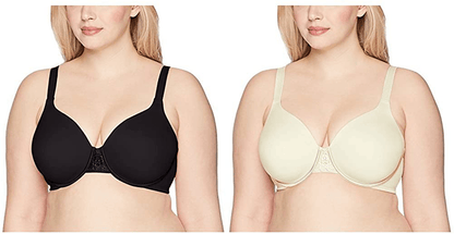 Vanity Fair Women's Full Figure Beauty Back Smoothing Bra (36C-42H) Underwire - 2 Pack - Black/Ivory / Underwire / 40D