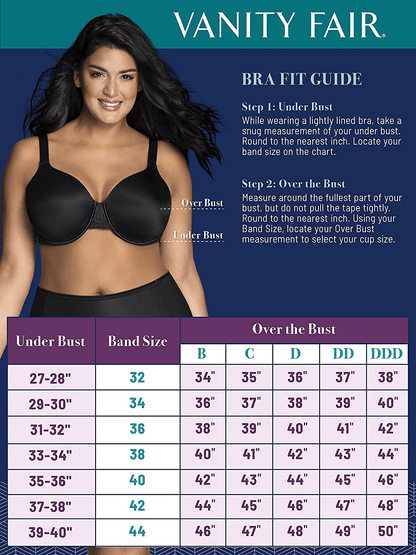 Vanity Fair Women's Full Figure Beauty Back Smoothing Bra (36C-42H)