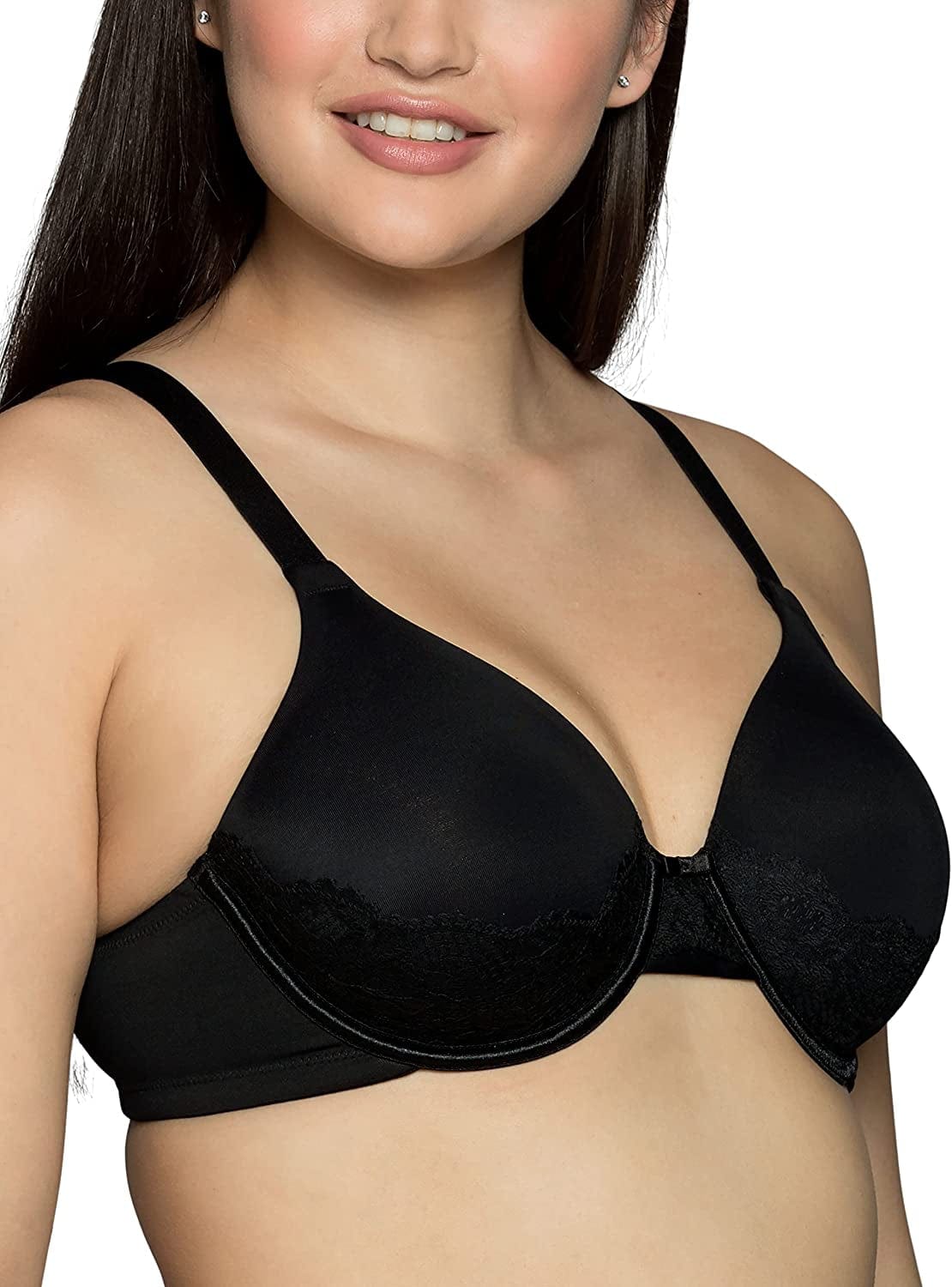Vanity Fair Women'S Full Figure Beauty Back Smoothing Bra with Lace (36C-42DD) Underwire - Black / Underwire (76382) / 38DD