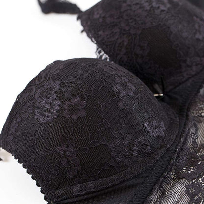 Varsmiss Sexy Lingerie Set Floral Lace Unlined Bra and High Waisted Panty Set for Women Black