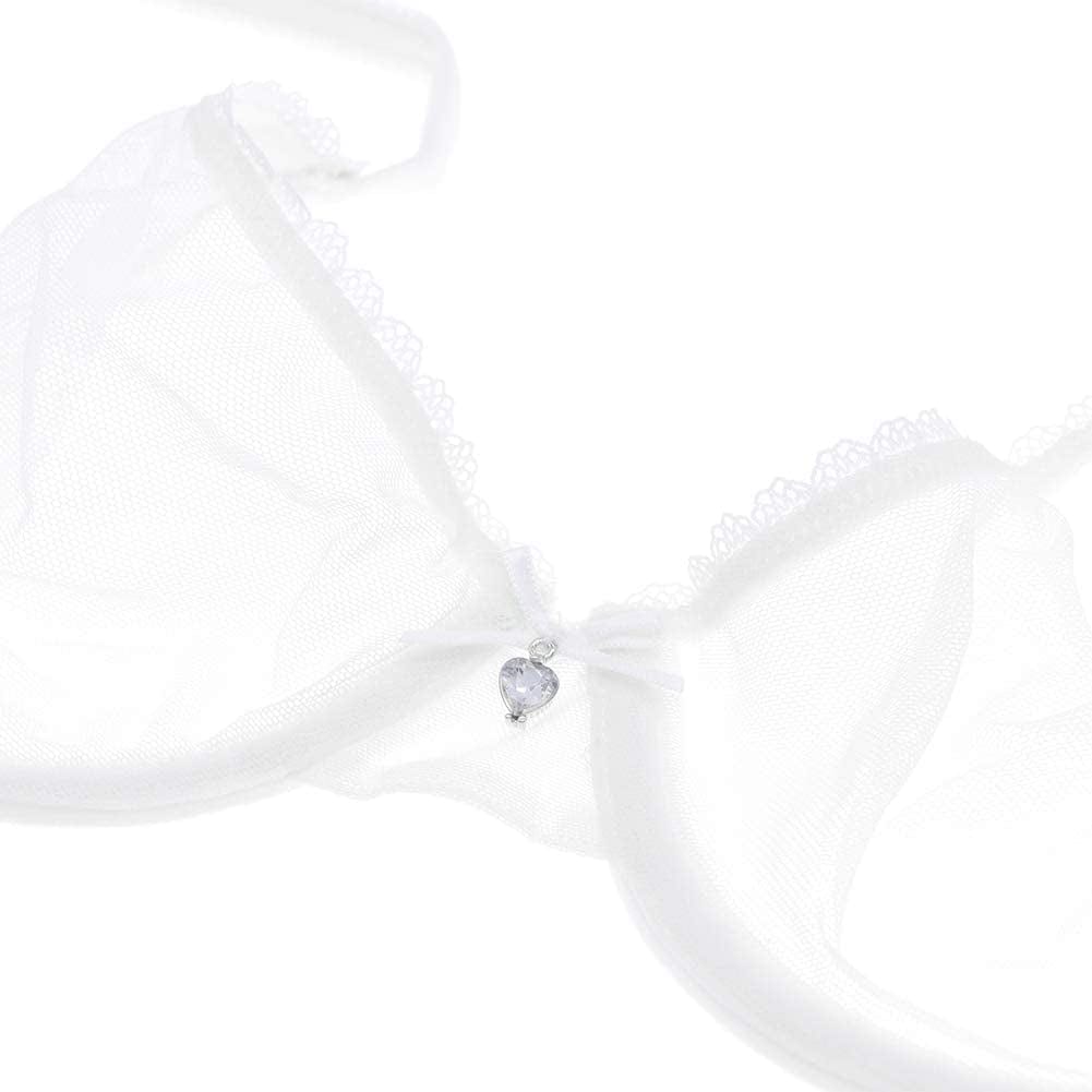 Varsmiss Women See through Mesh Bra and Thong Set Transparent Sexy Underwear
