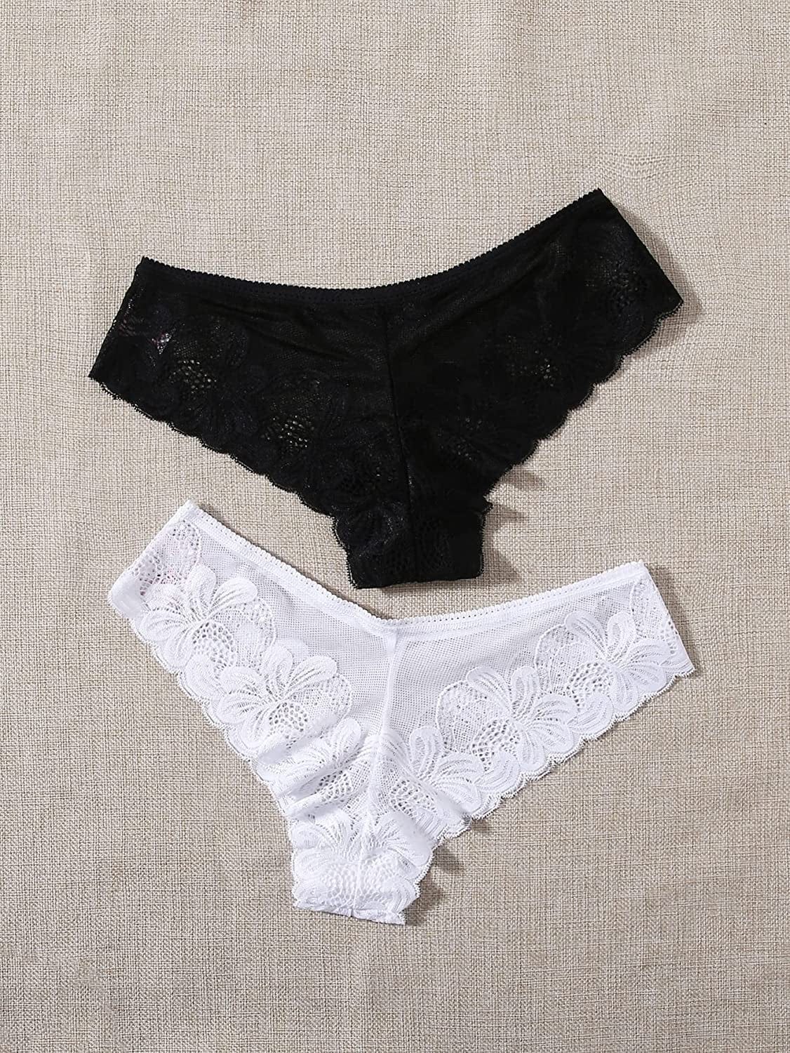Verdusa Women'S Lace Thong Strappy Underwear Panty Set Sheer Floral Soft Low Waist