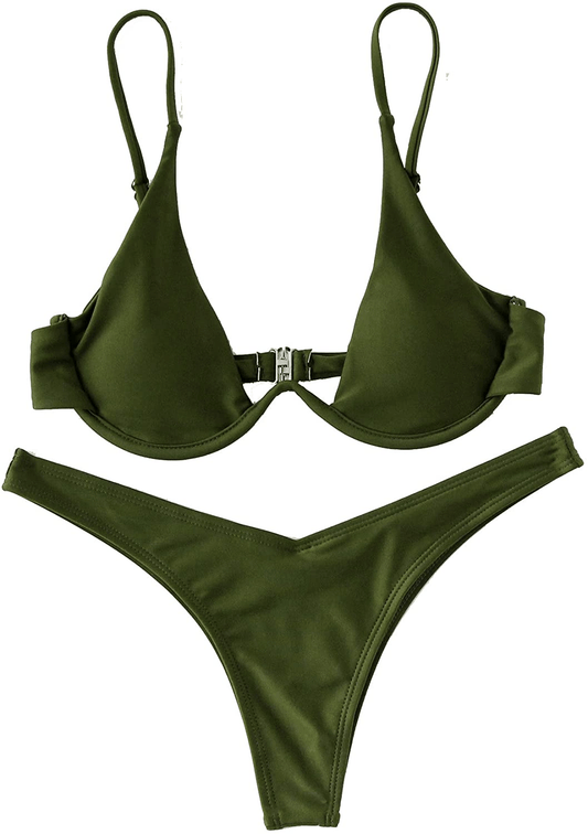 Verdusa Women'S Sexy Triangle Bathing Two Pieces Swimsuit Bikini Set Apparel & Accessories > Clothing > Underwear & Socks > Underwear Verdusa Green Small 