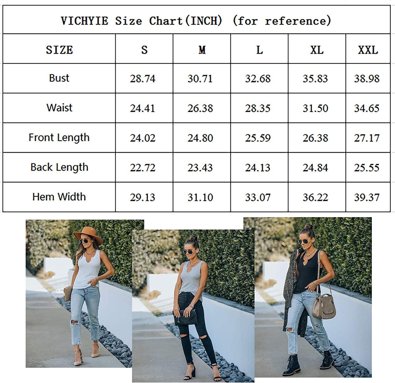 VICHYIE Tank Tops for Women Summer Sleeveless Shirts Ribbed Slim Fitted Tops