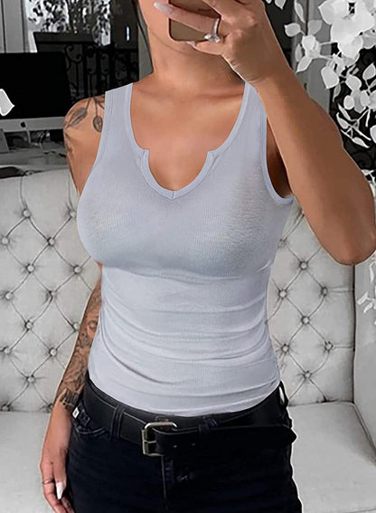 VICHYIE Tank Tops for Women Summer Sleeveless Shirts Ribbed Slim Fitted Tops