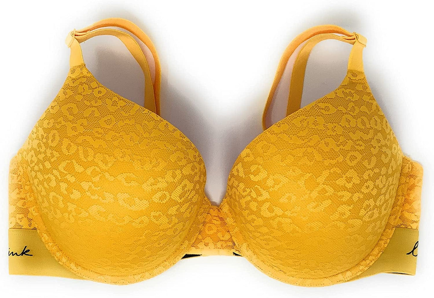 Victoria'S Secret Pink Wear Everywhere Push-Up Bra Goldenrod Cheetah Lace / 34DD