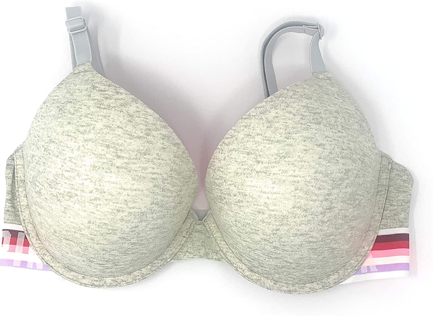 Victoria'S Secret Pink Wear Everywhere Push-Up Bra Heather Gray / Rainbow Band / 36B