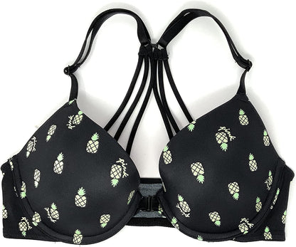 Victoria'S Secret Pink Wear Everywhere Push-Up Bra Front-close Black / Pineapples / 34C