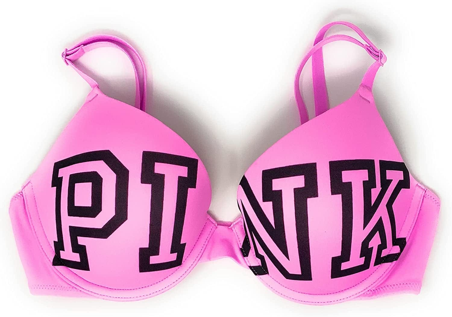 Victoria'S Secret Pink Wear Everywhere Push-Up Bra Pink Block Logo / 34C