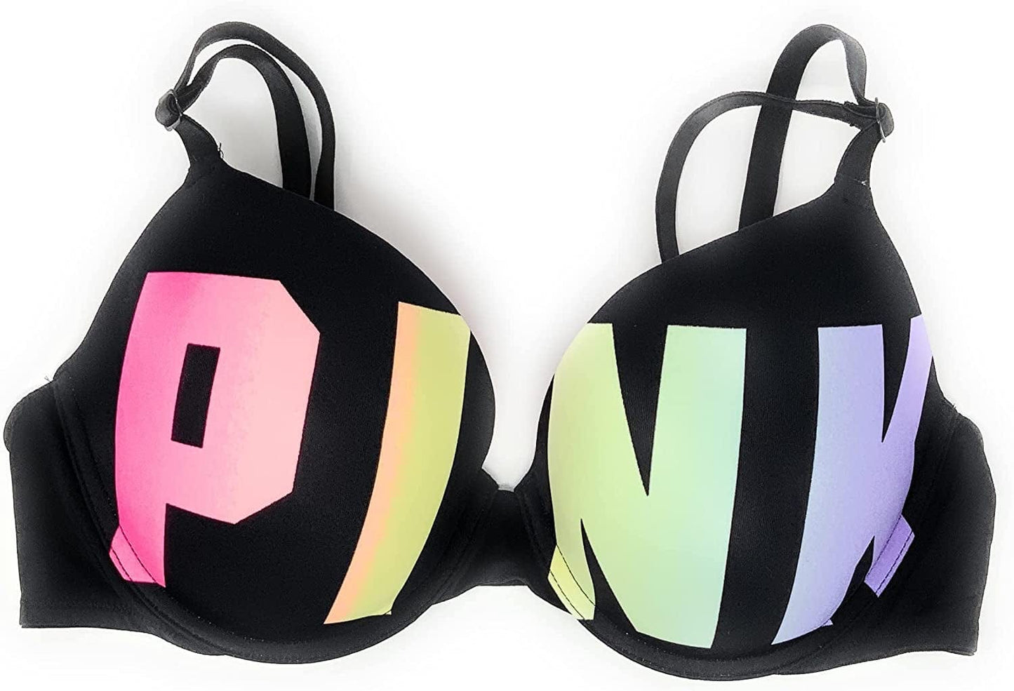 Victoria'S Secret Pink Wear Everywhere Push-Up Bra Black Ombre Block Logo / 36C