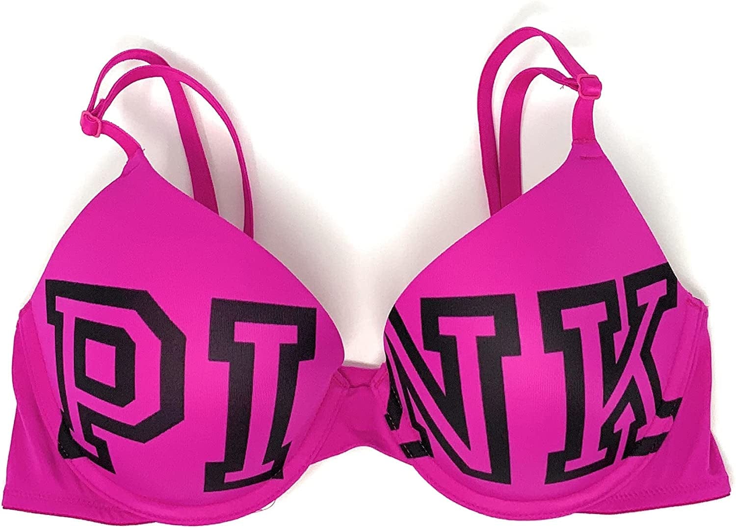 Victoria'S Secret Pink Wear Everywhere Push-Up Bra Fuchsia Block Logo / 36B