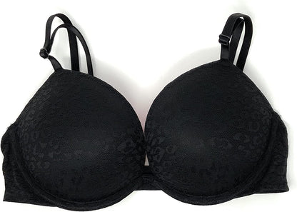 Victoria'S Secret Pink Wear Everywhere Super Push-Up Bra Black Leopard Lace / 36C