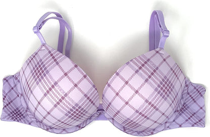 Victoria'S Secret Pink Wear Everywhere Super Push-Up Bra Purple Plaid / 34C