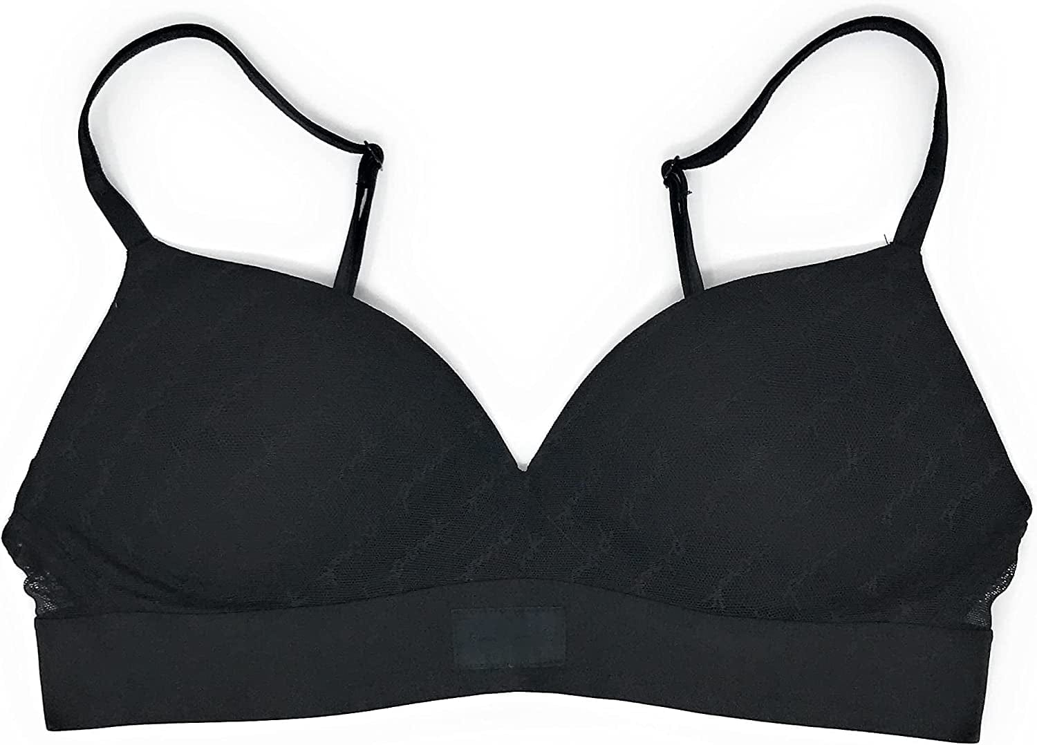 Victoria'S Secret Pink Wear Everywhere Wireless Push-Up Bra Black Logo Lace / 34D