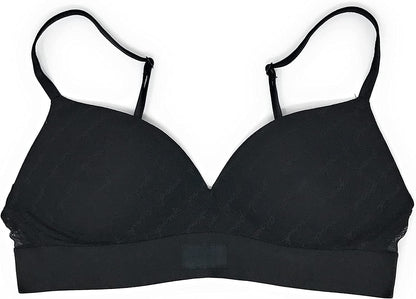 Victoria'S Secret Pink Wear Everywhere Wireless Push-Up Bra Black Logo Lace / 34D