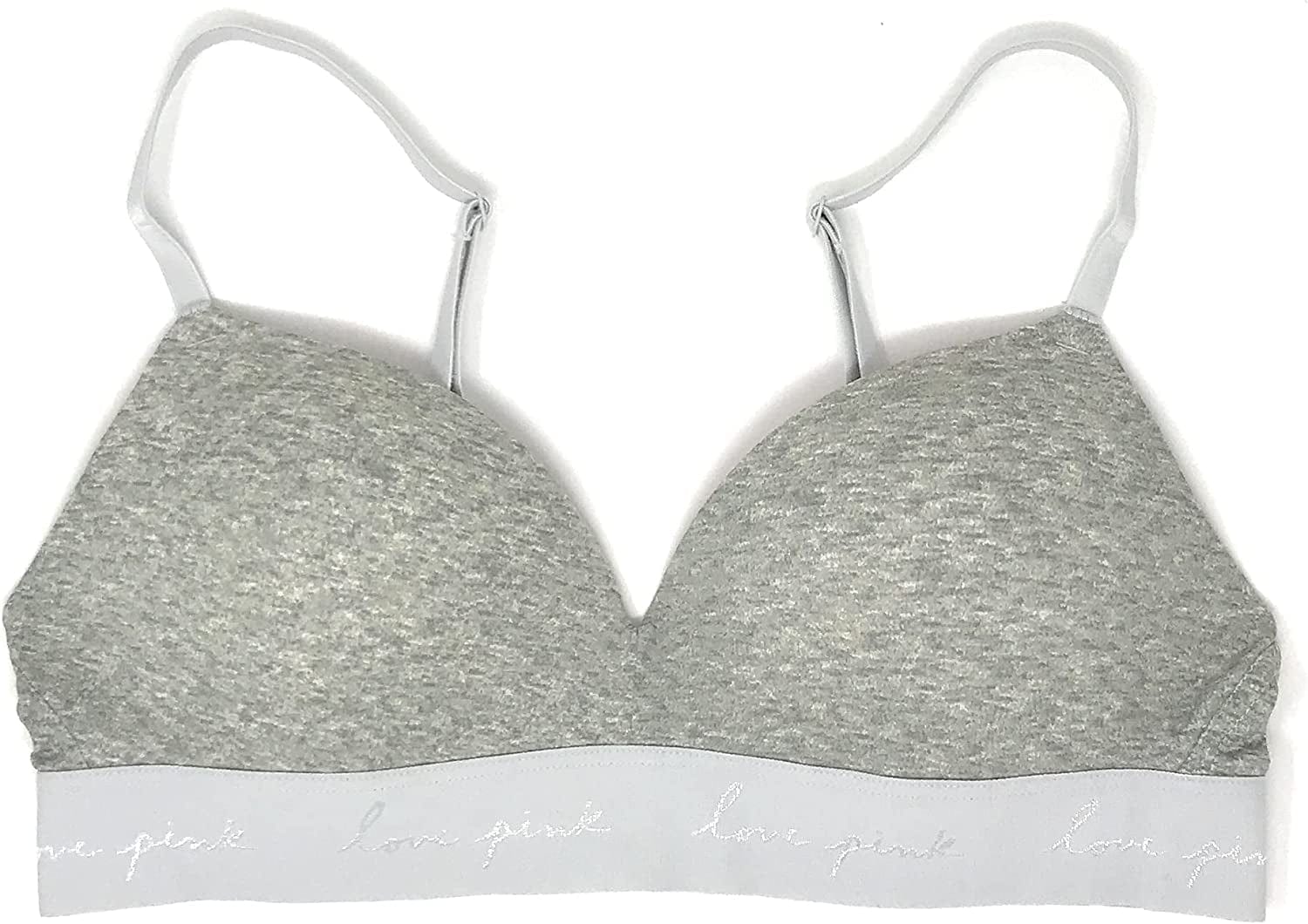 Victoria'S Secret Pink Wear Everywhere Wireless Push-Up Bra Heather Gray Solid / 34B