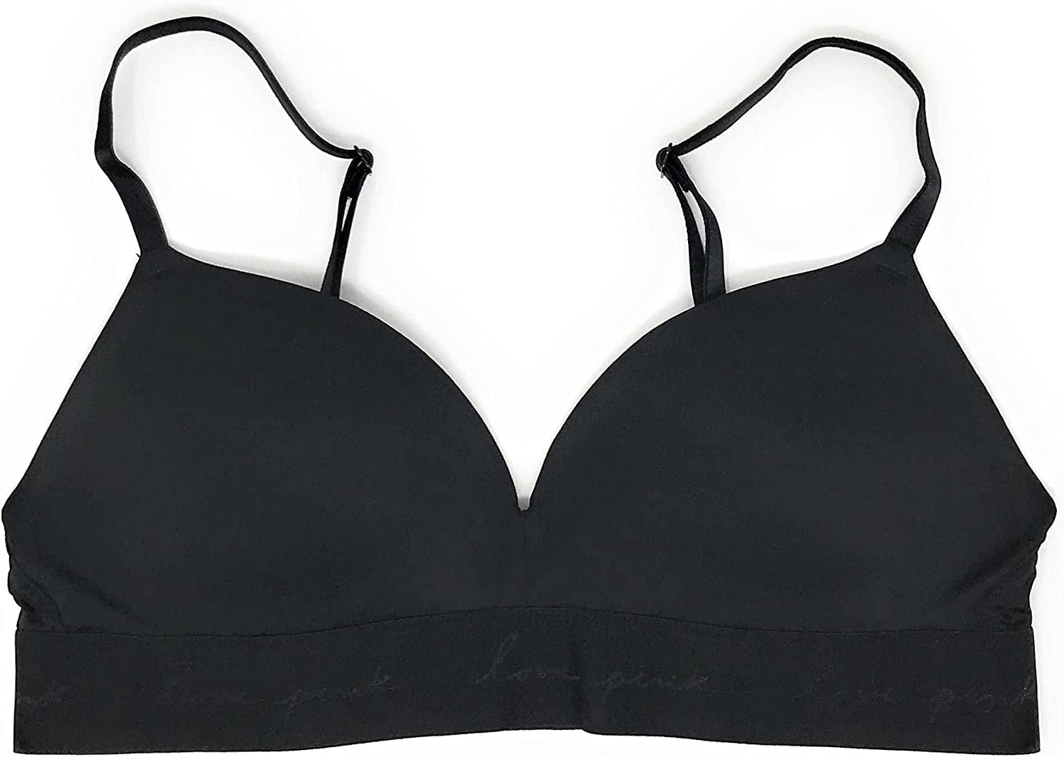 Victoria'S Secret Pink Wear Everywhere Wireless Push-Up Bra Black Solid / 34B