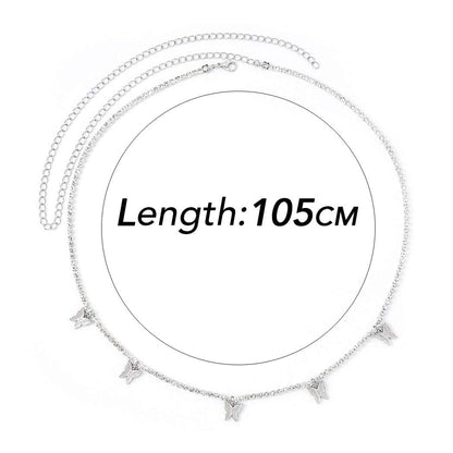 Victray Crystal Waist Chains Butterfly Belly Body Chain Fashion Body Accessories Jewelry for Women and Girls (Silver) Apparel & Accessories > Jewelry > Body Jewelry Victray   